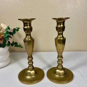 Vintage Brass Gold Candlestick Holders | Set of 2